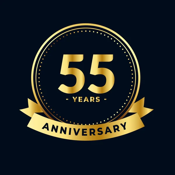 Fifty Five Years Anniversary Celebration Gold Black Isolated Vector — Stock Vector