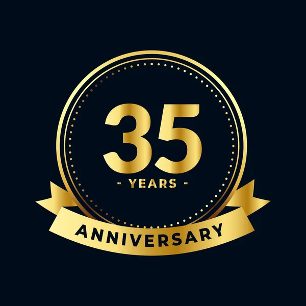 Thirty Five Years Anniversary Celebration Gold Black Isolated Vector — Stock Vector