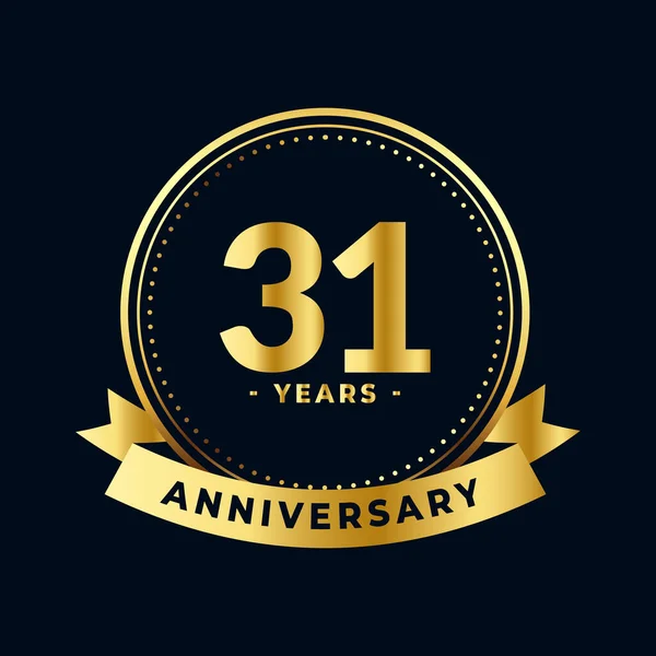 Thirty One Years Anniversary Gold Black Isolated Vector — Stock Vector