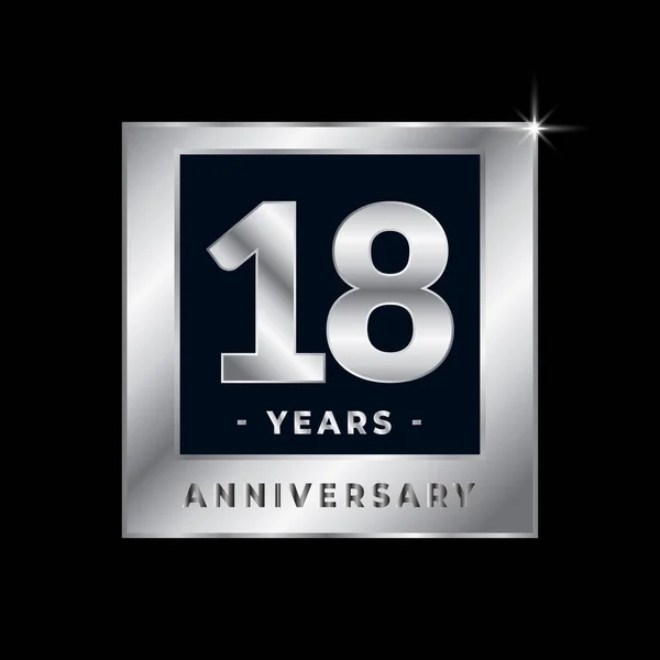 Dezoito Anos Aniversário Celebração Luxo Preto Prata Logo Emblema Isolado — Vetor de Stock