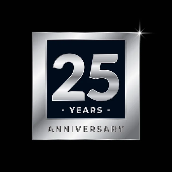 Venticinque Anni Celebrazione Anniversario Lusso Nero Argento Logo Emblema Isolato Vettoriali Stock Royalty Free