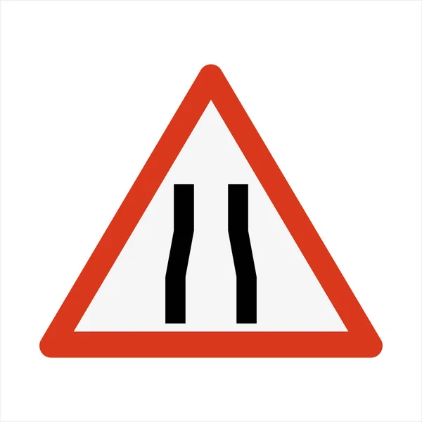 Narrow Road Ahead Road Traffic Sign Isolated Vector — Stock Vector