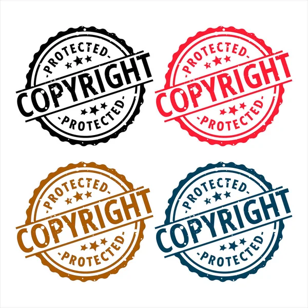 stock vector Copyright Seal Intellectual Property Protected Badges Collection in Paper Texture Isolated Vector