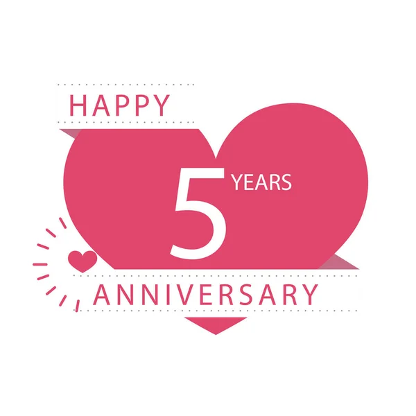 Gelukkige Vijf Jaar Verjaardag Liefde Viering Vector — Stockvector