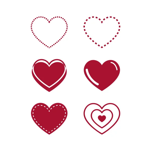 Sevgililer Günü Koleksiyonu Aşk Kalpleri Vektörü — Stok Vektör