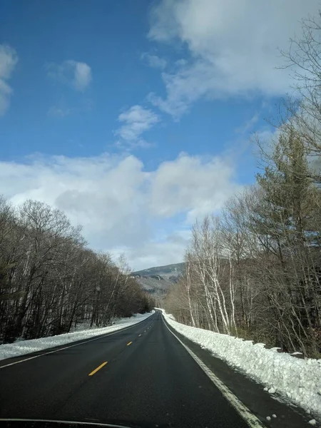 Routes Montagne Enneigées Hiver Dans New Hampshire Usa — Photo
