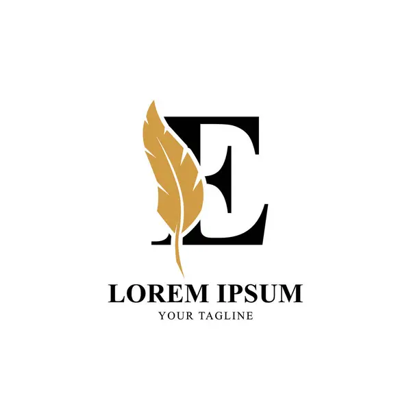 Tüylü Siluet ile birleştirilmiş E harfli düz logo. Zarif Monogram Vektör Logosu Tasarımı.