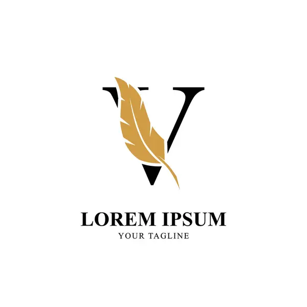 Tüylü Siluet ile birleştirilmiş V harfli düz logo. Zarif Monogram Vektör Logosu Tasarımı.