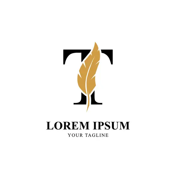 Tüylü Siluet ile birleştirilmiş Düz Baş harfli T logosu. Zarif Monogram Vektör Logosu Tasarımı.