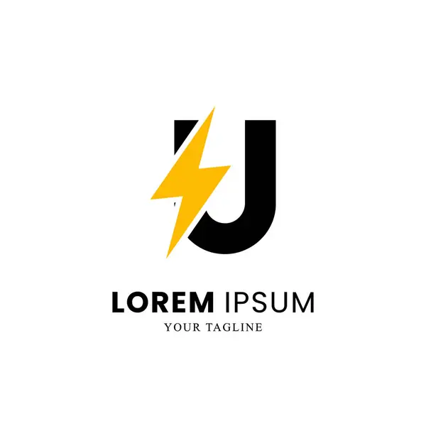 Düz Baş harf U logosu Şimşek Şimşek Yıldırımı Bolt simgesi, Elektrik Sürgüsü Mektubu, Volt Logosu