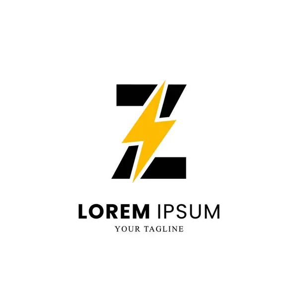 Düz Z harfi logosu şimşek şimşek şimşeği simgesi, elektrikli cıvata mektubu, volt logosu ile birleştirildi