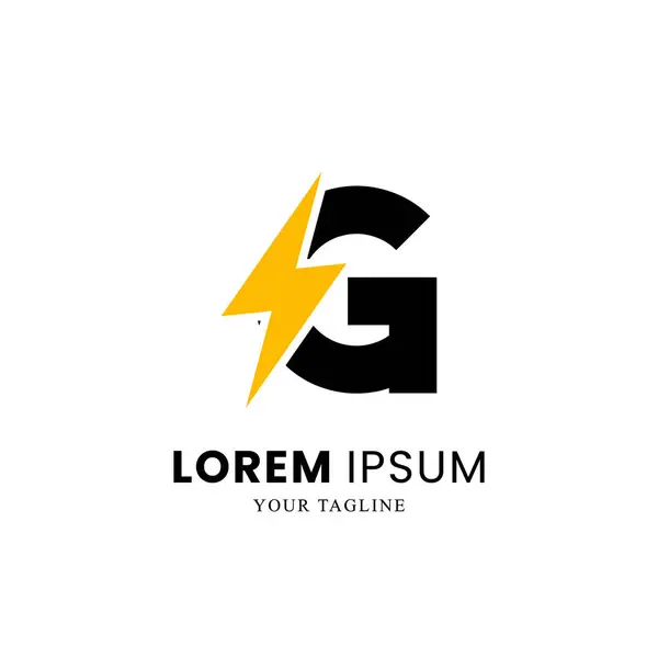 Düz Baş harf G logosu Şimşek işareti Şimşek Bolt simgesi, Elektrik Bolt Mektubu, Volt Logosu