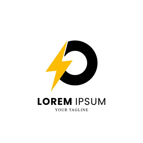 Düz Baş harf O logosu Şimşek işareti Şimşek Bolt simgesi, Elektrik Bolt Mektubu, Volt Logosu