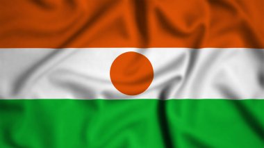 Rüzgarın arka planında sallanan Nijer bayrağı çizimler, ipek