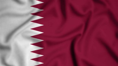 Rüzgarın arka planında dalgalanan Katar bayrağı illüstrasyon, ipek