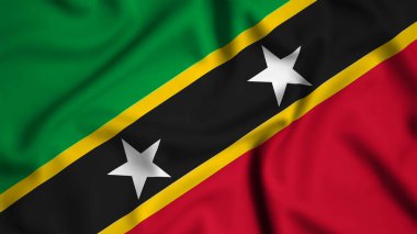 Saint Kitts ve Nevis bayrağı rüzgarın arka planında sallanıyor.