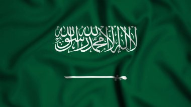 Suudi Arabistan bayrağı rüzgarın arka planında sallanıyor, resim, ipek