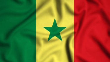 Senegal bayrağı rüzgarda sallanıyor. Resim, ipek.