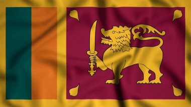 Rüzgarın arka planında dalgalanan Sri Lanka bayrağı, ipek