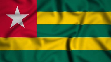 Rüzgarın arka planında dalgalanan Togo bayrağı illüstrasyon, ipek