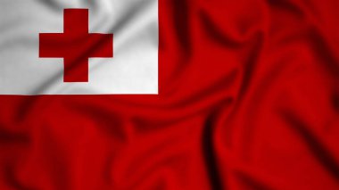 Rüzgarın arka planında sallanan tonga bayrağı, ipek