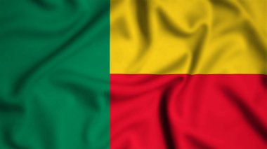 Rüzgâr arka planında Benin bayrağı sallanıyor. Resim, ipek