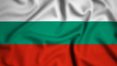 Bulgaristan bayrağı rüzgarın arka planında sallanıyor illüstrasyon ve ipek