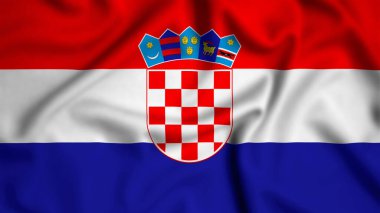 Hırvatistan bayrağı rüzgâr arkaplan illüstrasyonunda ve ipekte dalgalanıyor