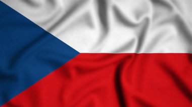 Çek Cumhuriyeti bayrağı rüzgarın arka planında sallanıyor, resim, ipek