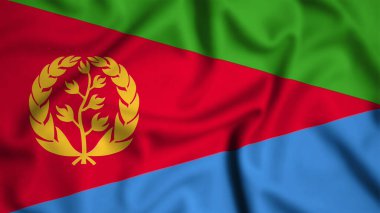 Rüzgar arka planında dalgalanan Eritre bayrağı illüstrasyon, ipek
