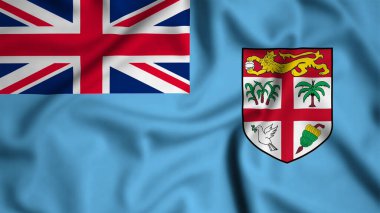 Fiji bayrağı rüzgarda sallanıyor. Resim, ipek