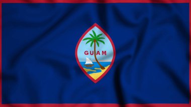 Guam bayrağı rüzgarın arka planında sallanıyor. Resim, ipek.