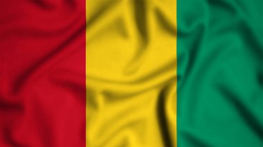 Rüzgarın arka planında sallanan Gine bayrağı, ipek