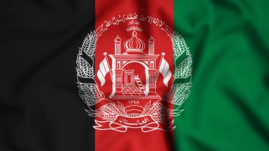 Afganistan bayrağı rüzgarda sallanıyor. Resim, ipek.