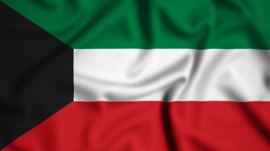 Kuveyt bayrağı rüzgarın arka planında sallanıyor resim, ipek