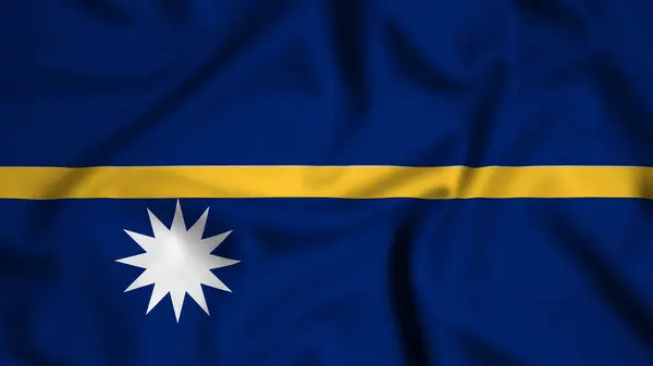 Nauru bayrağı rüzgarda sallanıyor. Resim, ipek.