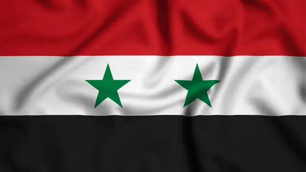 Rüzgâr arka planında dalgalanan Suriye bayrağı illüstrasyon, ipek