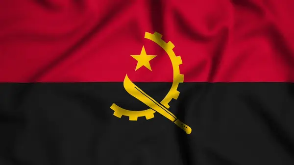 Angola bayrağı rüzgarın arka planında sallanıyor resim, ipek