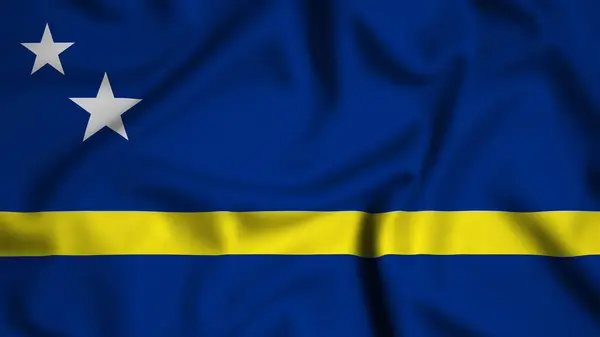 Rüzgarın arka planında dalgalanan Curacao bayrağı, ipek