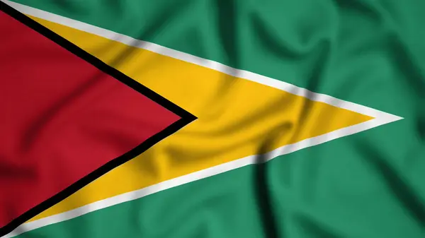 Rüzgarın arka planında sallanan Guyana bayrağı, ipek