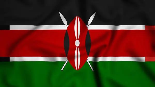 Kenya bayrağı rüzgarda sallanıyor. Resim, ipek
