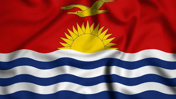 Rüzgarın arka planında dalgalanan Kiribati bayrağı, ipek