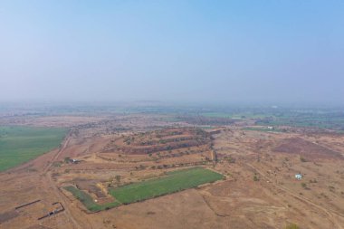 Hindistan 'ın Bhopal kentindeki Arid tarım alanlarının hava görüntüsü