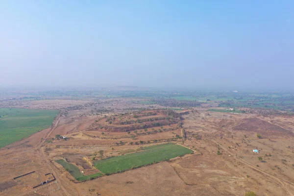 stock image Aerial view of arid agricultural areas in Madhya Pradesh, india