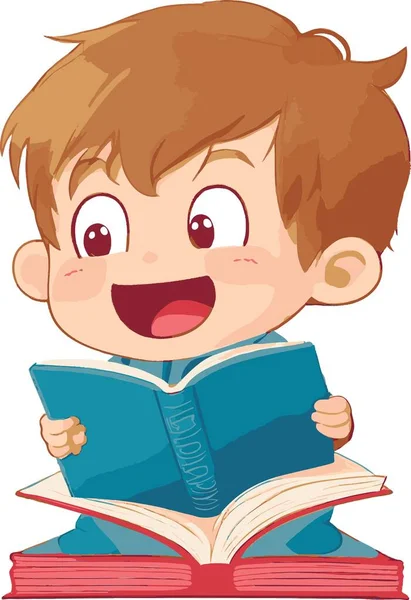 Cute Little Boy Studying Illustration Vector File Captures Essence Dedicated — Stock Vector