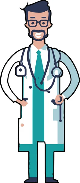 Den Flat Doctor Illustration Modern Och Minimalistisk Representation Läkare Ren — Stock vektor