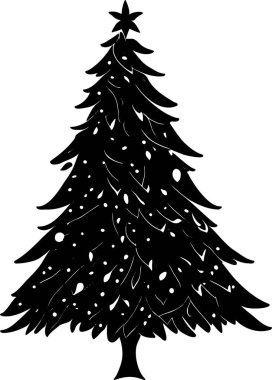 Noel Ağacı Siyah ve Beyaz Vektör
