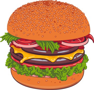 Peynir Çizim Vektörlü Burger