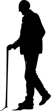 Yaşlı Adam Silüeti Çizim Vektörü