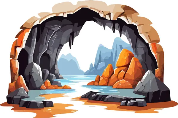 Cave Illustration Vektör Biçimi Çizgi Filmi